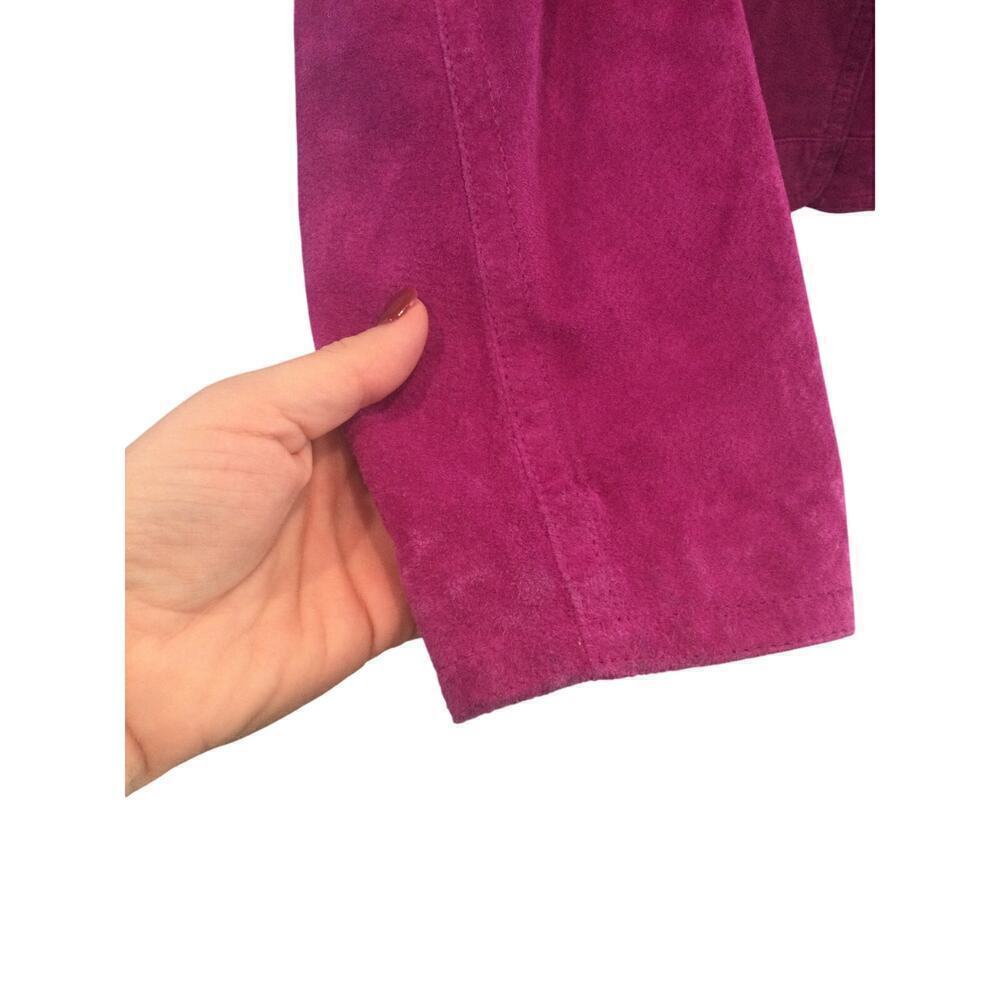 Chico’s Womens Leather Jacket Size 1 Medium Fuchsia Purple Whimsigoth Fairy Y2K - Picture 10 of 11